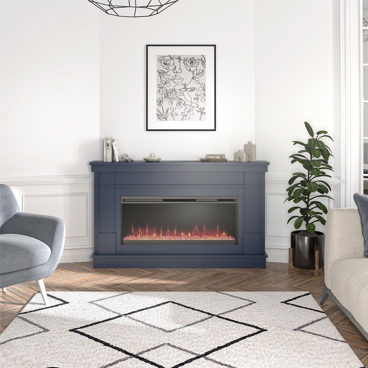 Novogratz Waverly Wide Mantel Electric Fireplace - Image 3