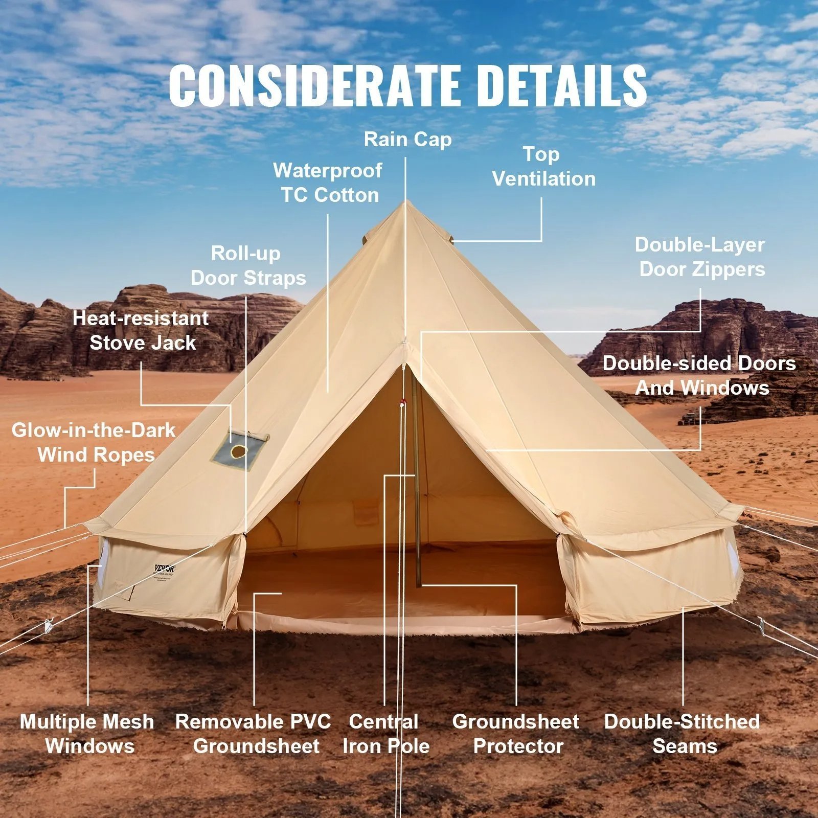 VEVOR Canvas Bell Tent - Image 5