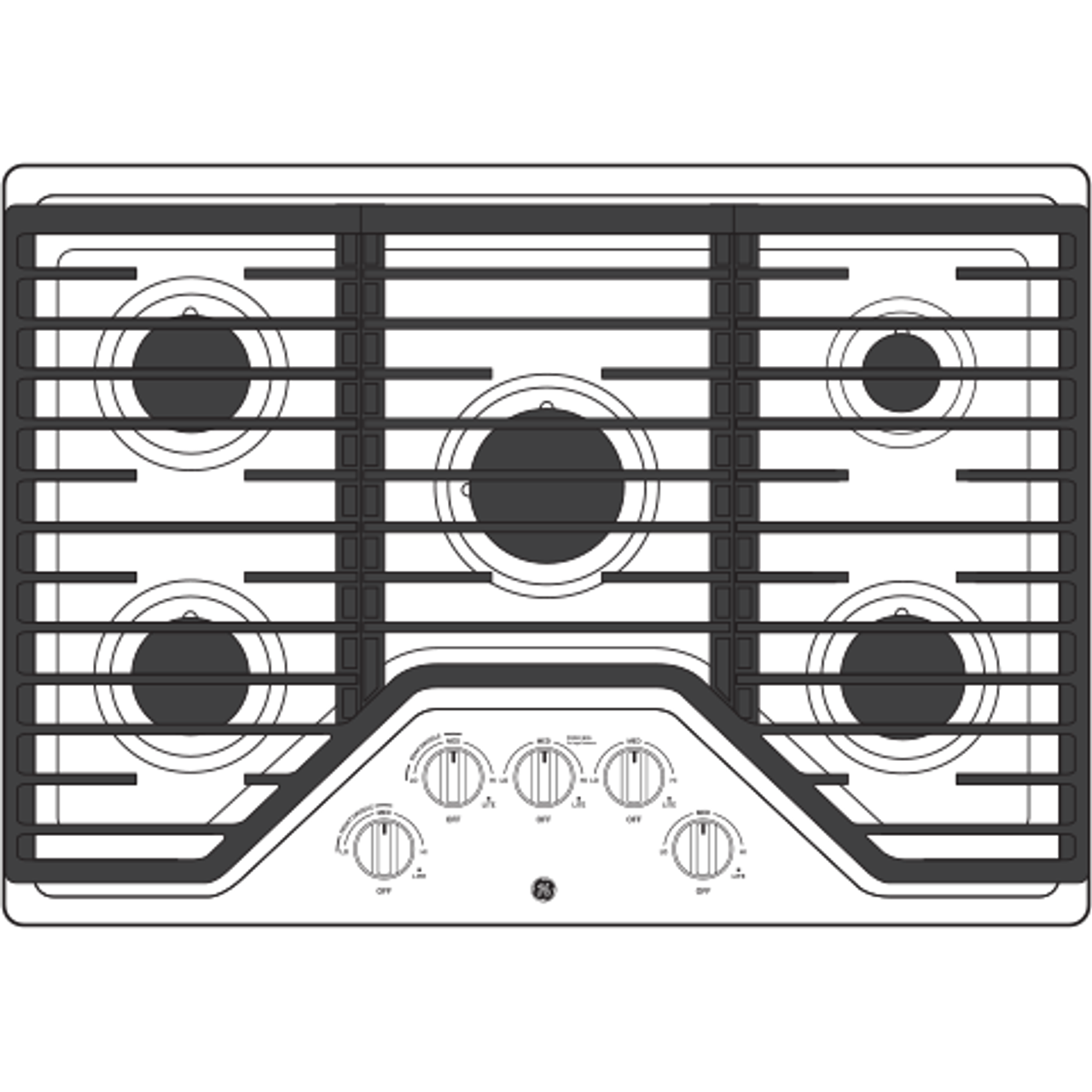 GE 30″ Built-In Gas Cooktop JGP5030DLBB - Image 3