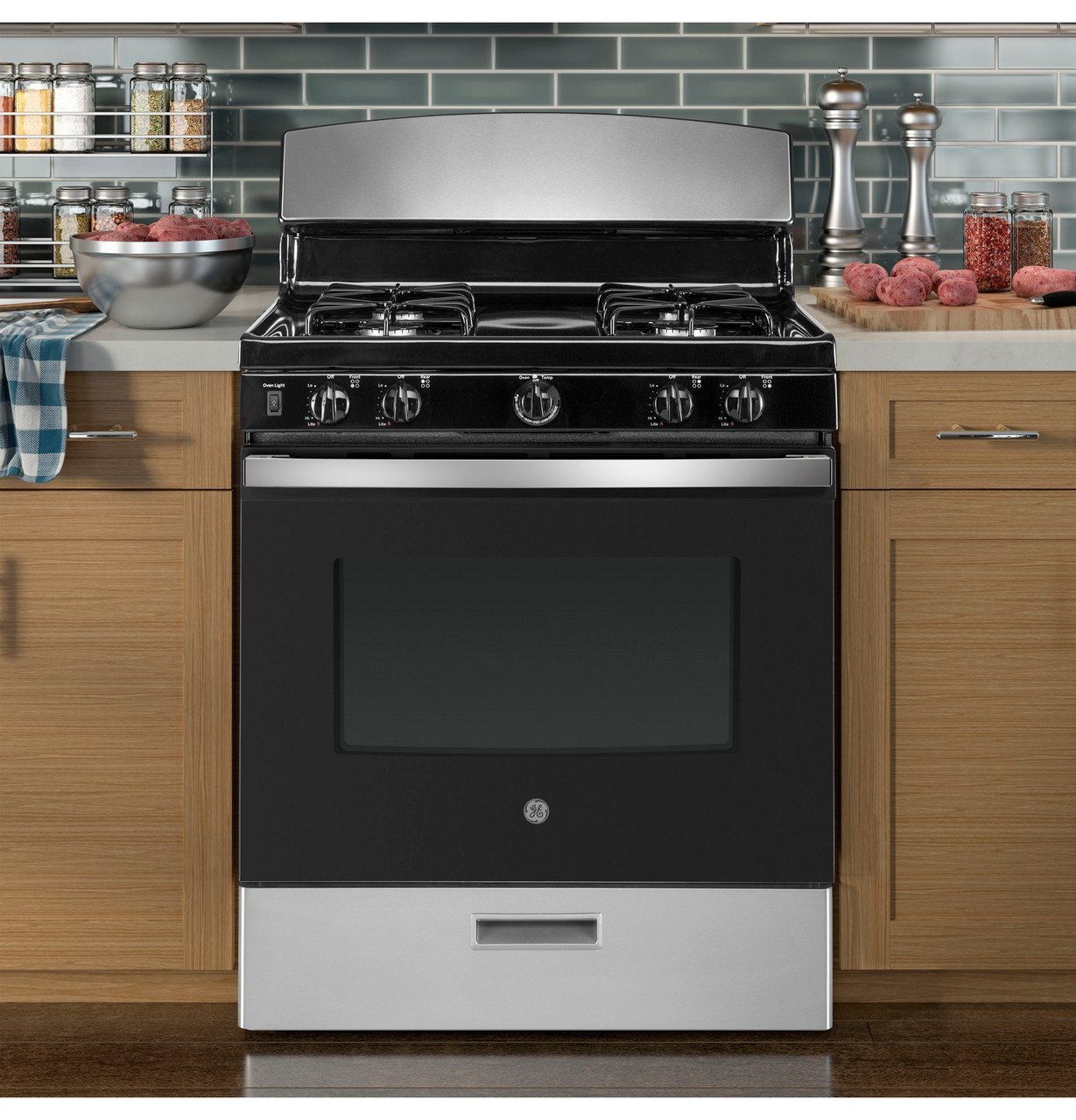 GE 30″ Free-Standing Gas Range JGBS30RETSS - Image 2