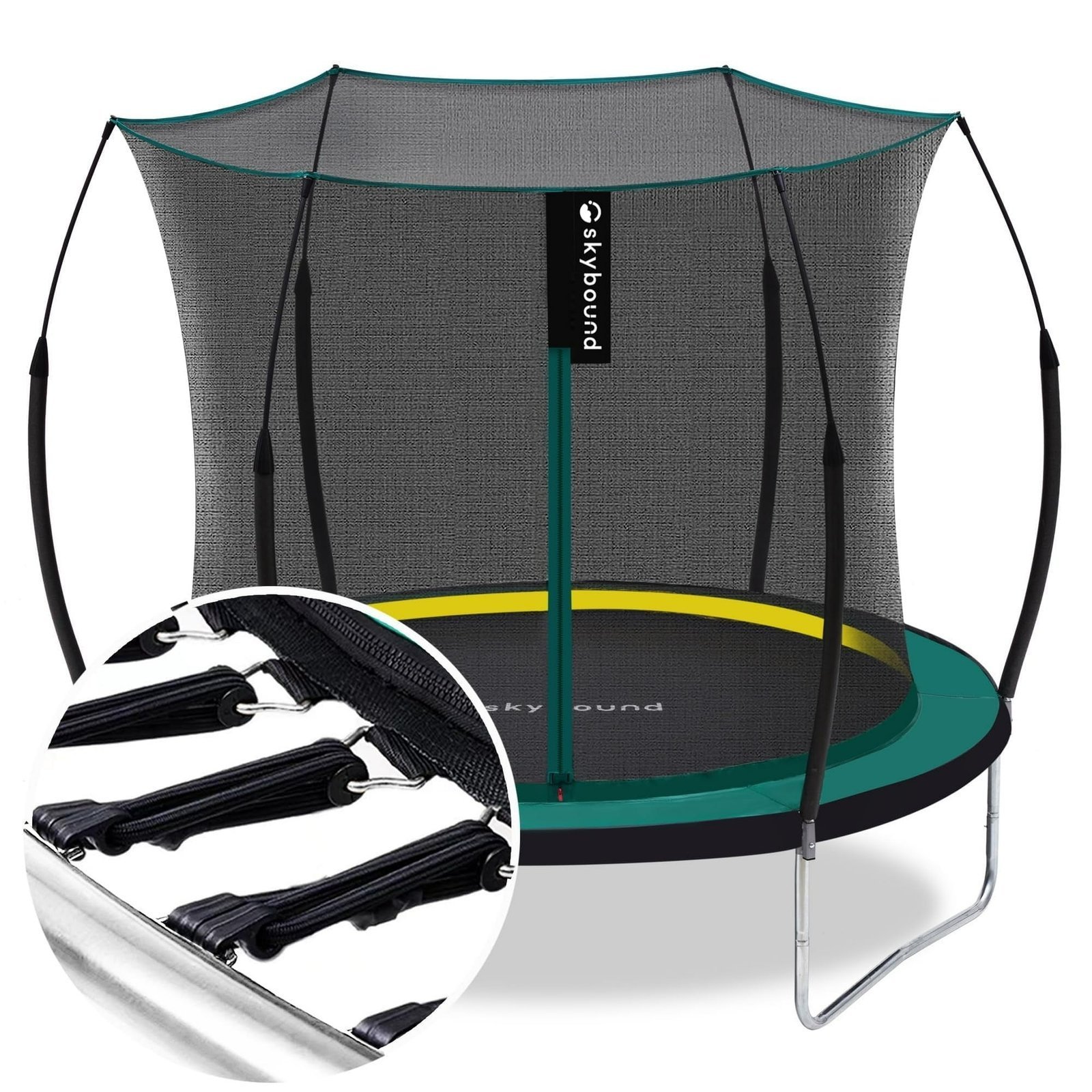 SkyBound 6ft outdoor Trampoline without springs, toddler springless trampoline with net for Kids and Adults, springless Trampoline with Enclosure for Backyard Indoor and Outdoor