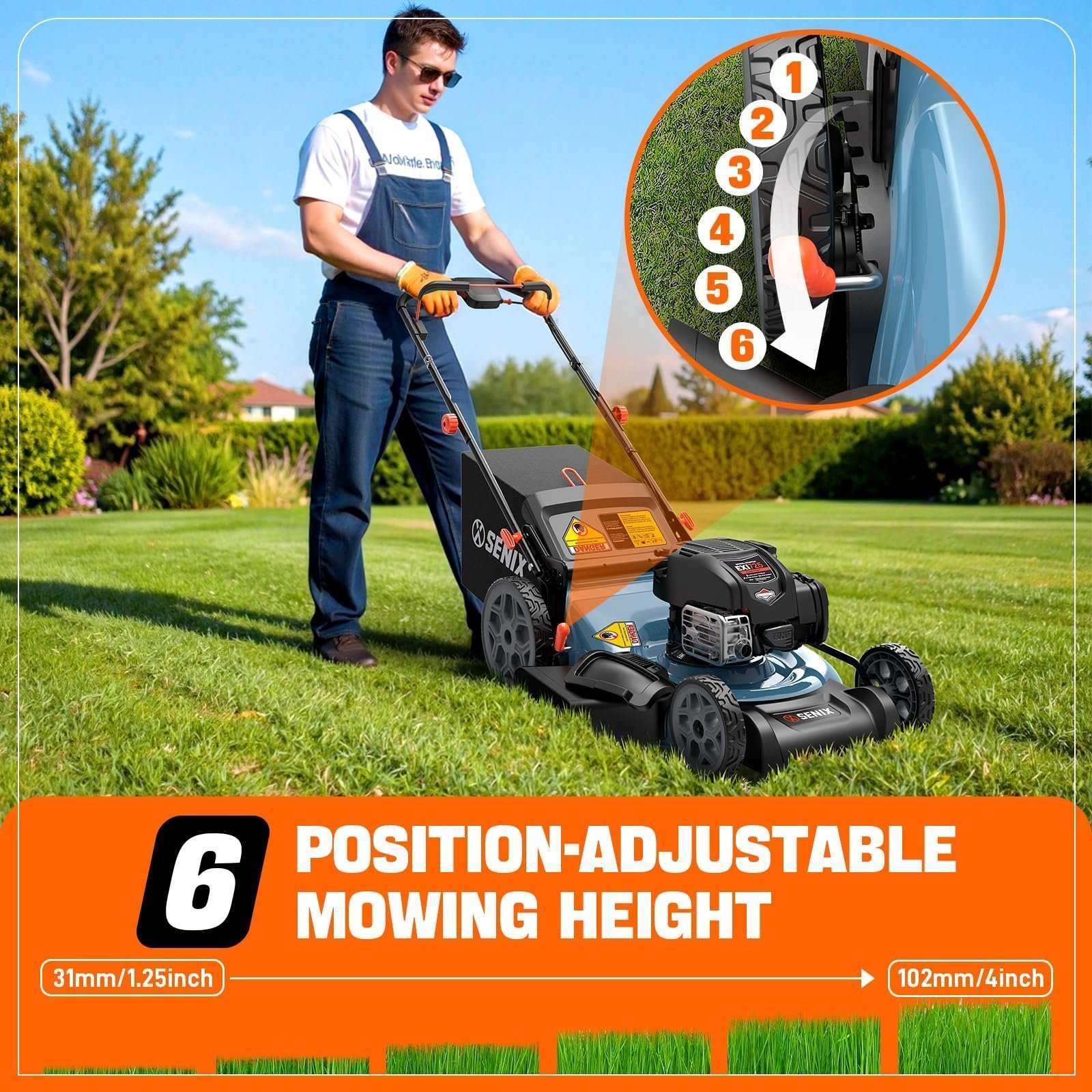 SENIX LSSG-H2 22-Inch Self Propelled Gas Lawn Mower with 163 cc 4-Cycle Engine - Image 4