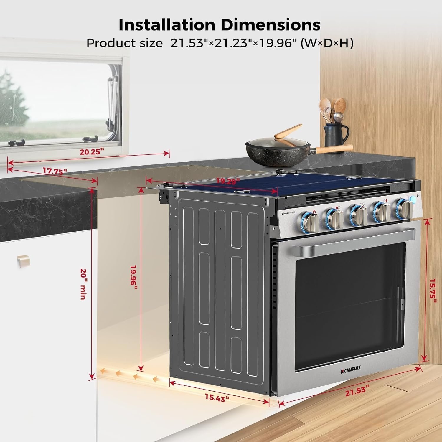 Camplux 21 Inches RV Stove Gas Range Oven 3 Burners Cooktop - Image 7