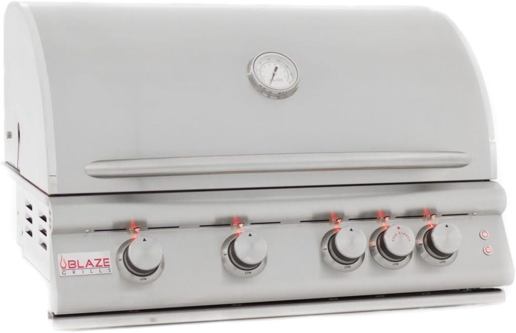 Blaze 32 Inch 4-Burner LTE Gas Grill with Rear Burner and Built-in Lighting System