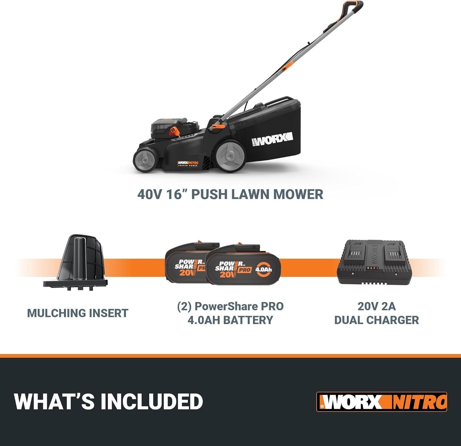 WORX Nitro 40V 16″ Cordless Lawn Mower w/Brushless Motor 2.0 & Intellicut - Image 2