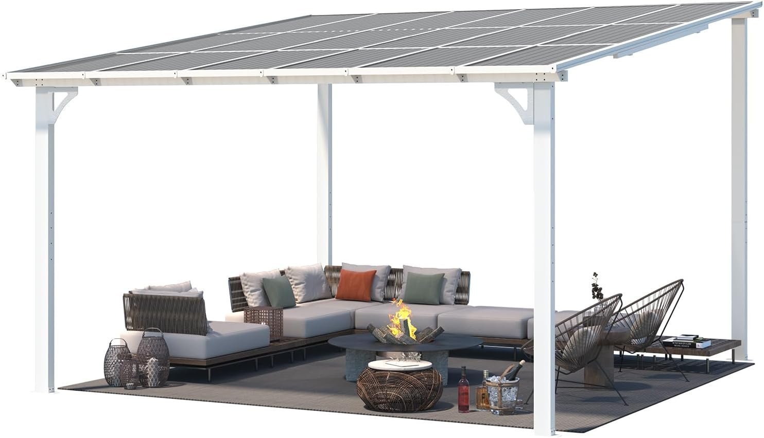 Aecojoy 12 ft x 12 ft White Aluminum Pergola with Canopy - Image 2