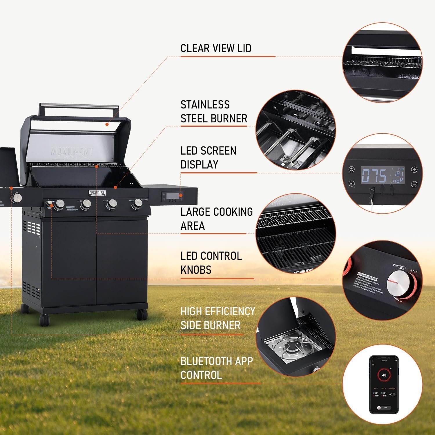 Monument Grills Denali 425 Black Smart Tech Propane Gas Grill - Image 7