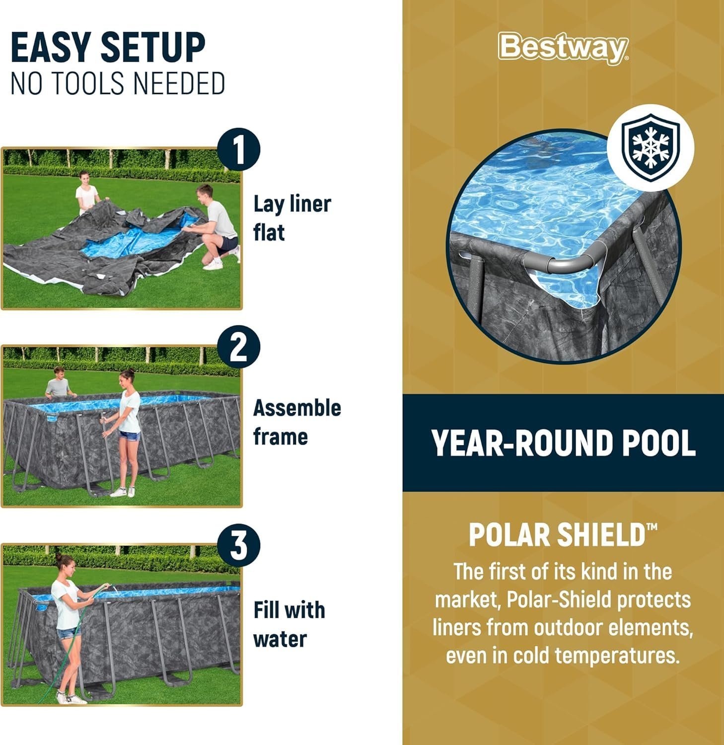 Bestway APX 365 18′ x 9′ x 52″ Rectangular Above Ground Swimming Pool - Image 4