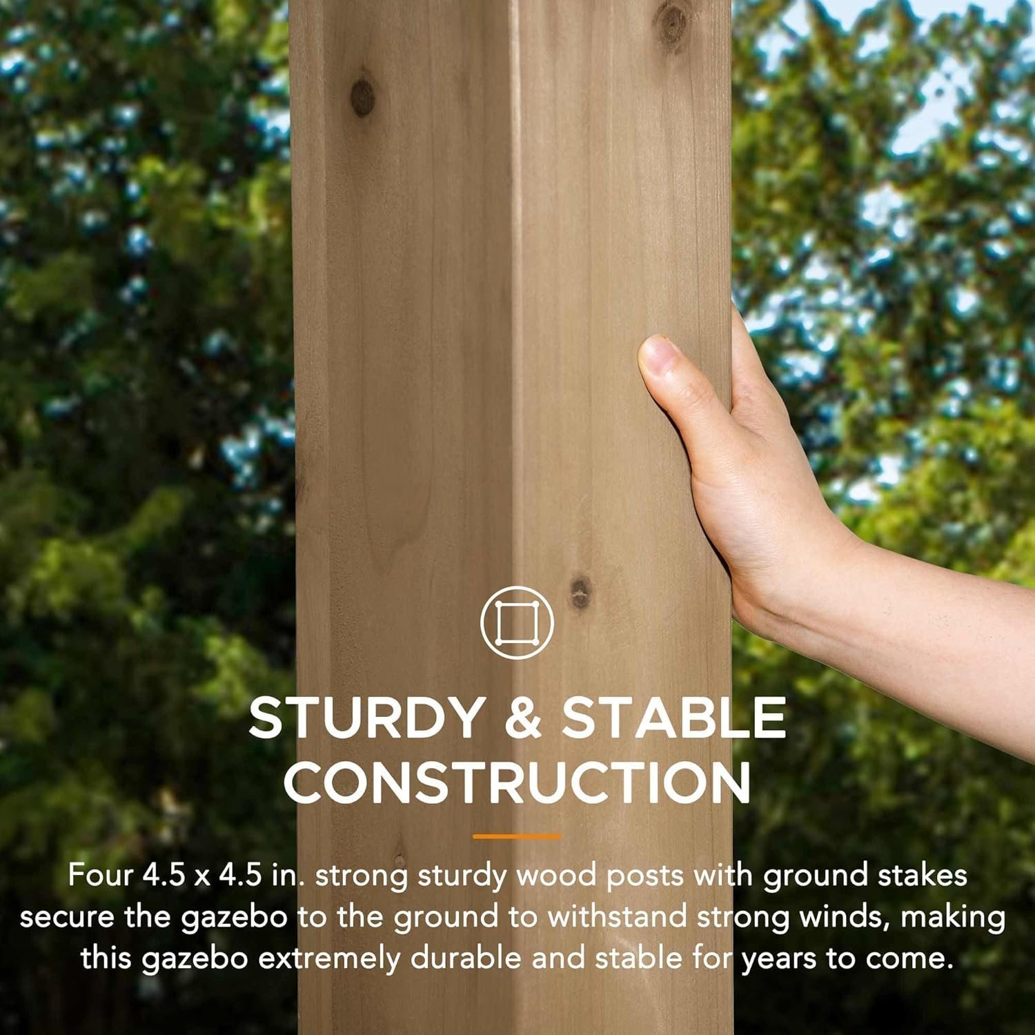 SUNJOY 10 ft. x 12 ft. Matte Black Cedar Framed Wooden Gazebo - Image 3