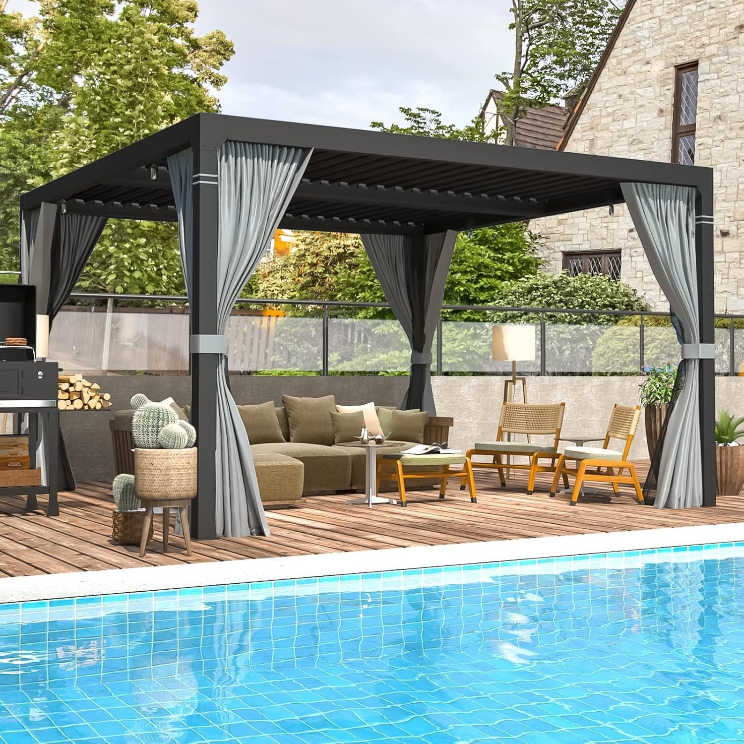 EROMMY 10 ft. W x 10 ft. D Outdoor Louvered Pergola - Image 3
