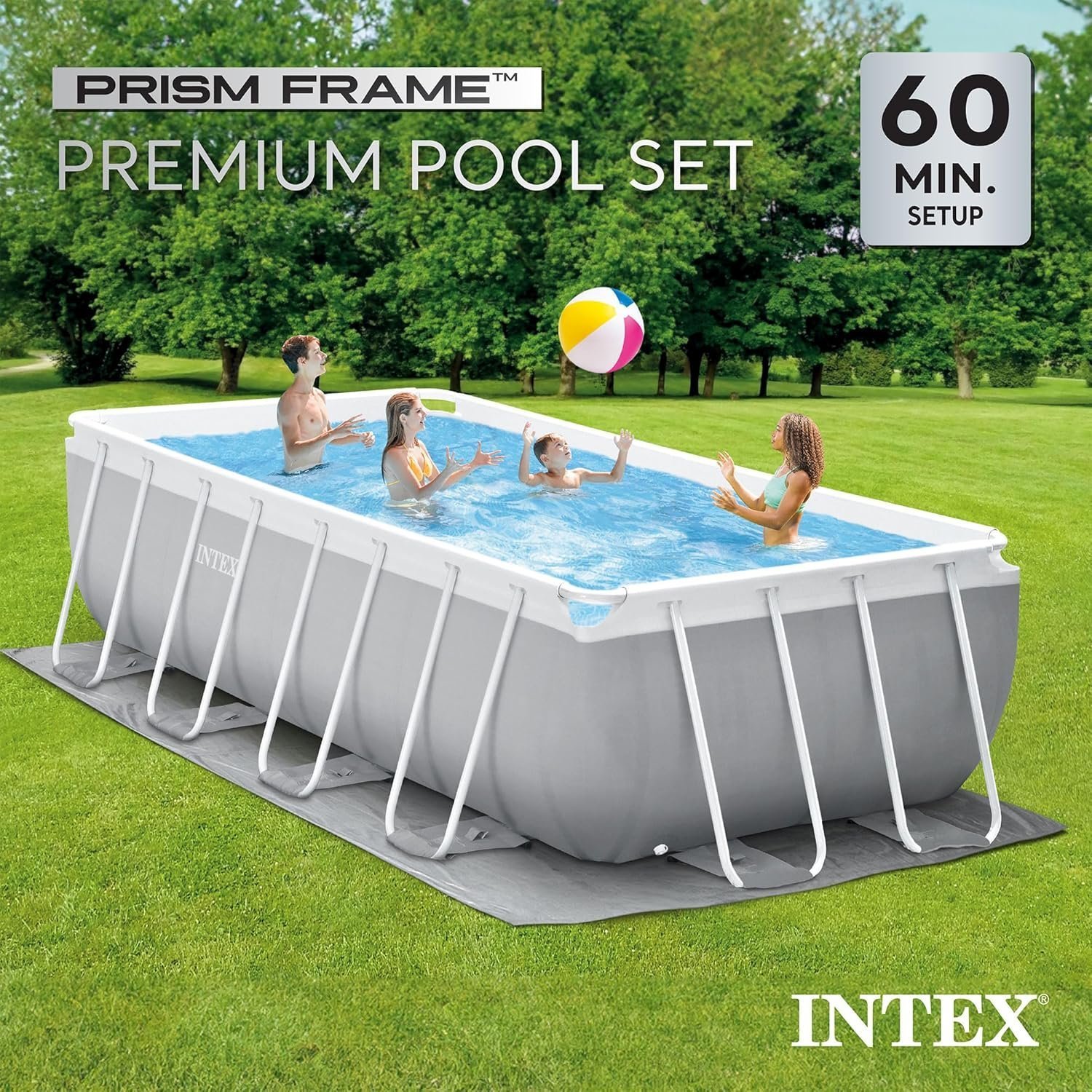 Intex Prism Frame 16′ x 8′ x 42′ Rectangular Above Ground Pool Set - Image 4