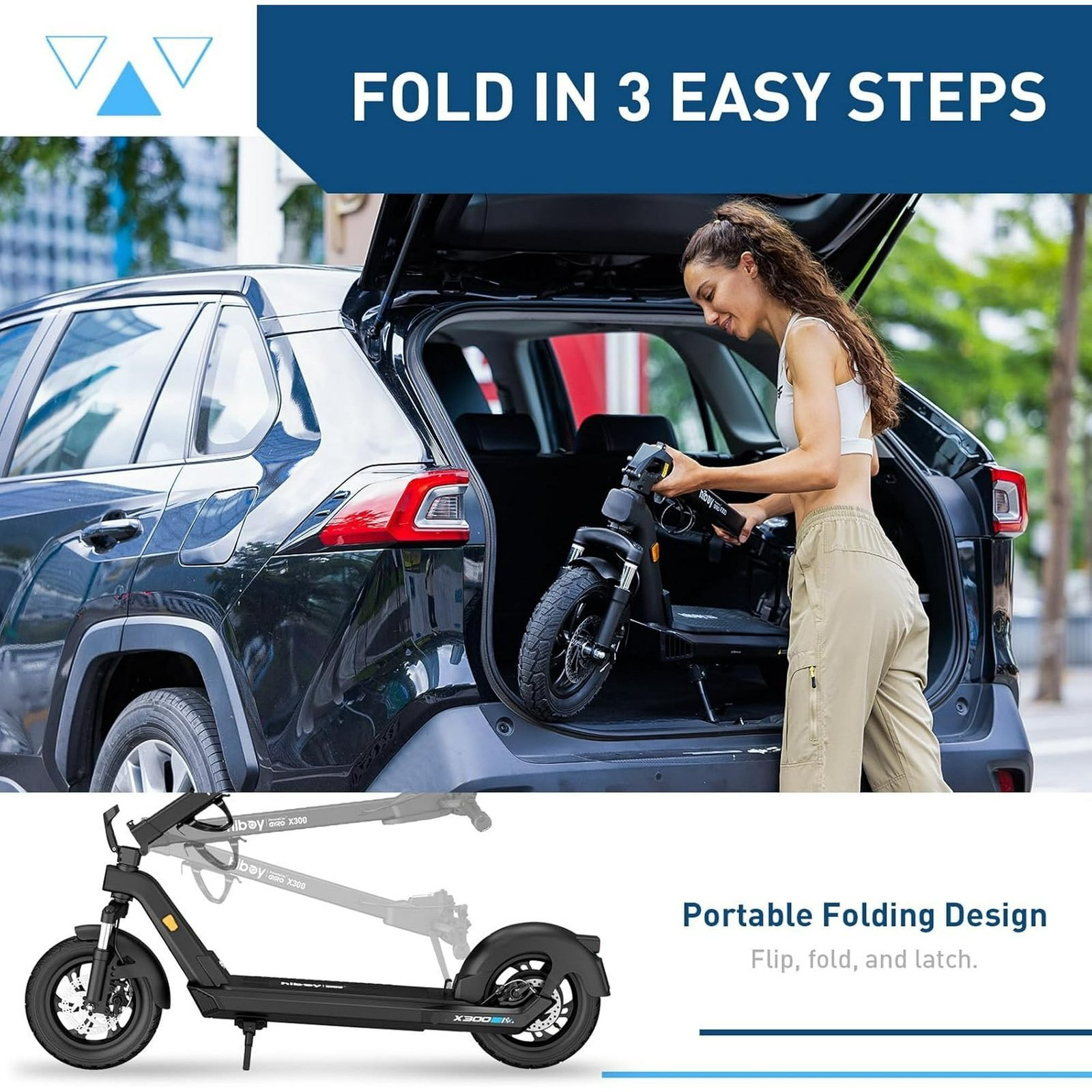 Hiboy X300 Electric Scooter, 700W Peak Motor, 12″ Pneumatic Tires, 23 Mph & 38 Miles Range, Folding Commuter Electric Scooter for Adults - Image 3
