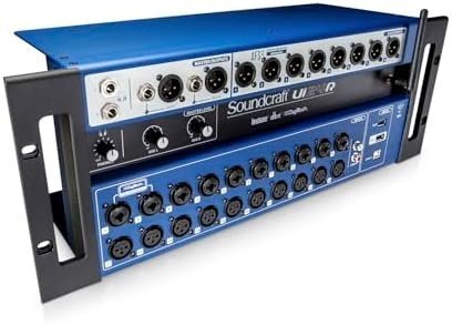 Soundcraft Ui24R Rack-Mountable Laptop or Tablet-Controlled, 24 input Digital Audio Mixer with onboard Signal Processing. Blue and Gray