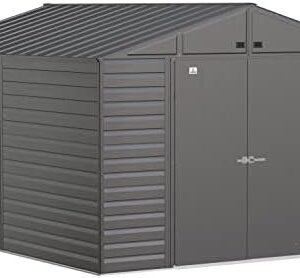 Arrow Select 10′ x 12′ Outdoor Lockable Steel Storage Shed Building, Charcoal