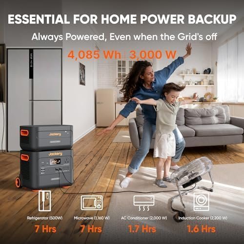 Jackery Solar Generator 4000 Kit, Explorer 2000 Plus and 1X PackPlus E2000 Plus Expandable Battery with 2X200W Solar Panel, 4085 Wh LiFePO4, 3000W Output for Outdoor RV Camping & Home Emergency - Image 6