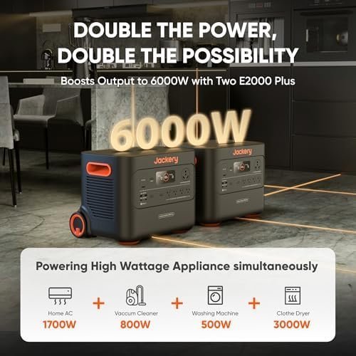 Jackery Solar Generator 4000 Kit, Explorer 2000 Plus and 1X PackPlus E2000 Plus Expandable Battery with 2X200W Solar Panel, 4085 Wh LiFePO4, 3000W Output for Outdoor RV Camping & Home Emergency - Image 5