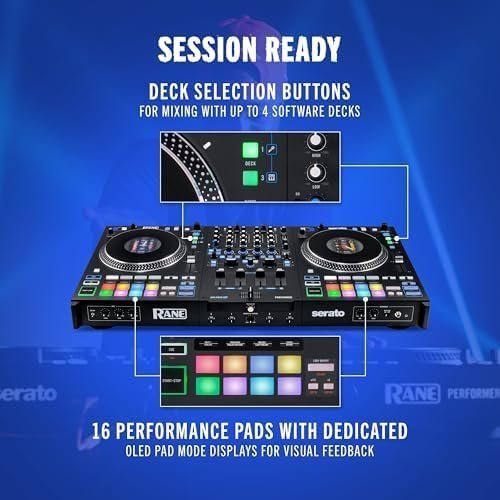 Rane PERFORMER 4-Channel Motorized DJ Controller, 7″ Platters with Displays, Precision Feel Faders, Stem Split, Advanced FX, Serato DJ Pro Included - Image 9