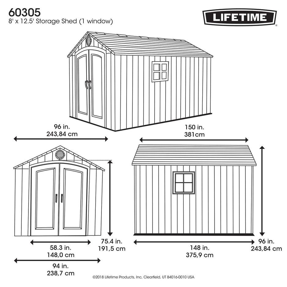 Lifetime 8 Ft. X 12.5 Ft. Outdoor Storage Shed – 60305 - Image 4