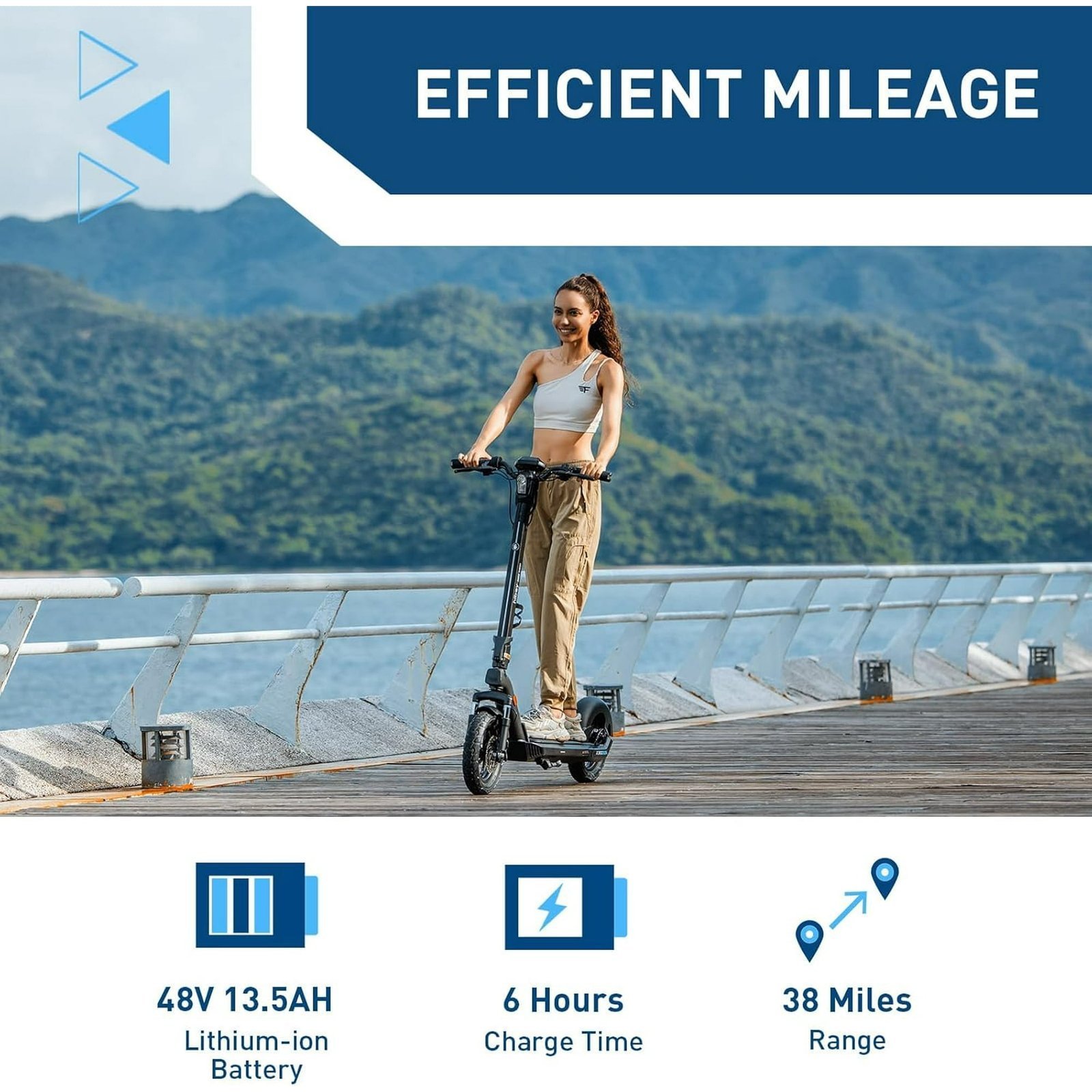 Hiboy X300 Electric Scooter, 700W Peak Motor, 12″ Pneumatic Tires, 23 Mph & 38 Miles Range, Folding Commuter Electric Scooter for Adults - Image 7