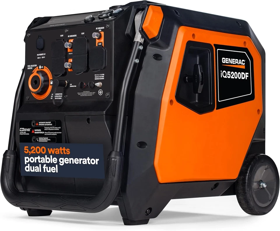 Generac iQ5200 DF 3900 Watt Electric Start Dual Fuel Inverter Generator - Image 2